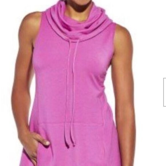 CALIA SIZE MEDIUM SLEEVELESS HOODIE FUNNEL COWL NECK KANGAROO POCKET TOP - Picture 1 of 9